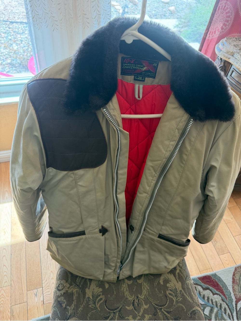10-X Men’s Performance Flight Jacket in Khaki with Red Liner